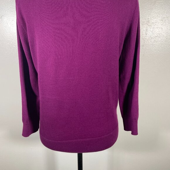 LOFT Cardigan Sweater Women Medium Purple Knitted Plum Long Sleeve Button Front - Picture 11 of 15